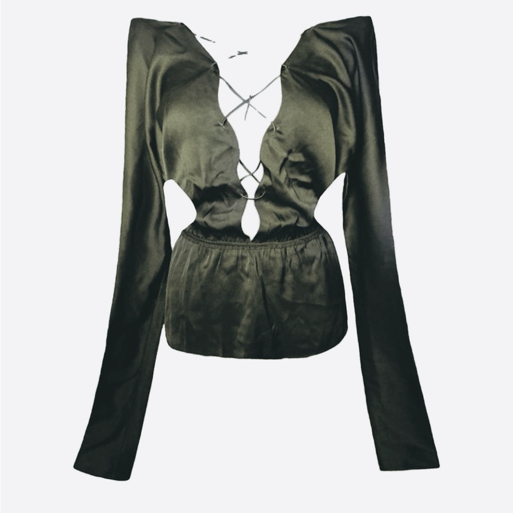 Gucci by Tom Ford F/W 2002 Lace up Tie-Up Blouse Top *RARE COLOR”